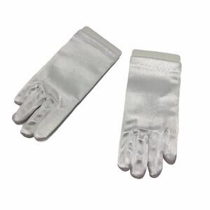 VINTAGE (Small Kids) Silver Satin Gloves 1990's Age 0-2 Length Deadstock E30